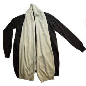 Frenckenberger Big Neck Cardigan Black Olive Chalk Cashmere Coatigan Small $1300
